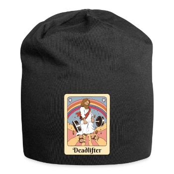 Jesus Tarot Funny Gym Deadlifts Workout Retro - Jersey Beanie - black - Front