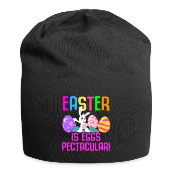 Easter Rabbit Easter Flowers Eggs - Jersey Beanie - black - Front