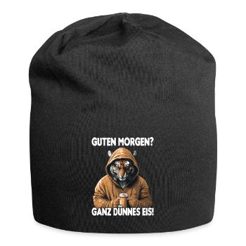 Tiger Kaffee Morgenmuffel Mitarbeiter Geschenk - Jersey-Beanie - Schwarz - Vorne
