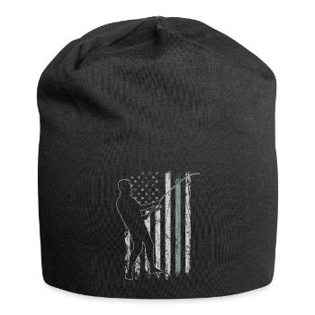 Pêche Retro USA Flag Fishing Rod 4 juillet - Bonnet en jersey - noir - Devant