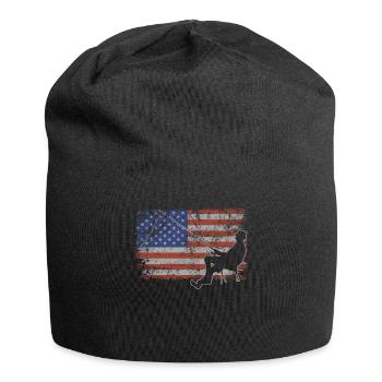 Pêche Retro USA Flag Fishing Rod 4 juillet - Bonnet en jersey - noir - Devant