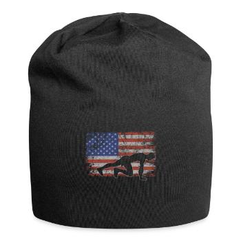 Fitness Retro USA Flag Gym 4th of July Fitness - Bonnet en jersey - noir - Devant