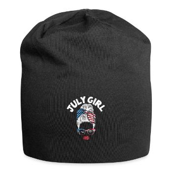 Juli Mädchen Wink Eye amerikanische Flagge 4. Juli - Jersey-Beanie - Schwarz - Vorne