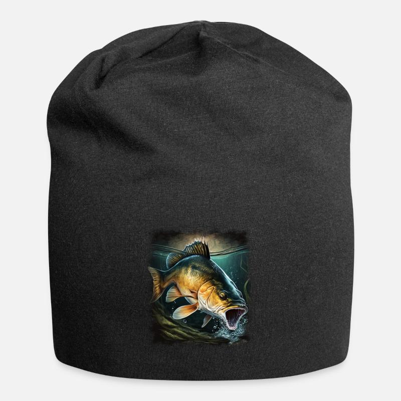 Karpfen - Jersey-Beanie - Schwarz