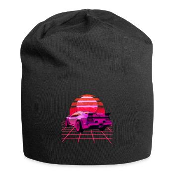 Retro Wave super voiture Sunset - Bonnet en jersey - noir - Devant