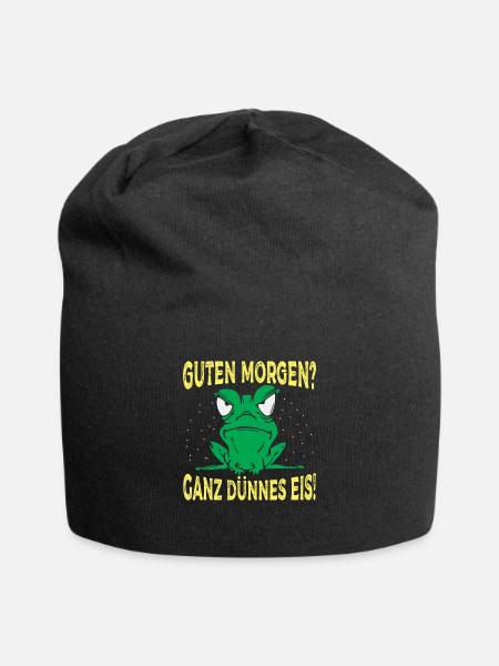 Guten Morgen? Ganz dünnes Eis Verärgerter Frosch - Jersey-Beanie - Schwarz
