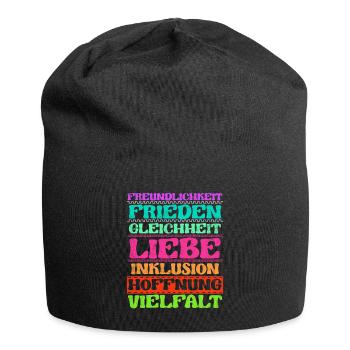Inklusion Freundlichkeit Frieden Liebe Vielfalt - Jersey-Beanie - Schwarz - Vorne
