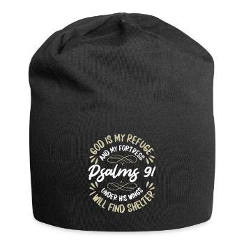 Dieu est mon refuge et ma forteresse Psaumes - Bonnet en jersey - noir - Devant