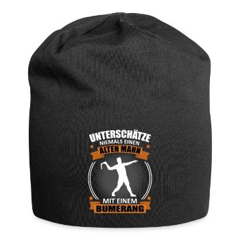 Bumerang Werfer Alter Mann Spruch Geschenk - Jersey-Beanie - Schwarz - Vorne