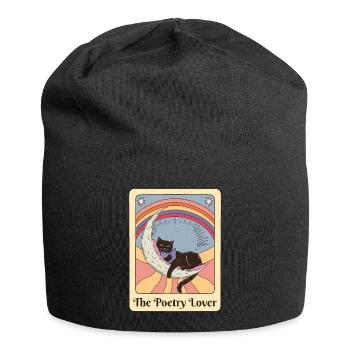 Poesie-Liebhaber Katze liest Gedicht Retro Tarot - Jersey-Beanie - Schwarz - Vorne