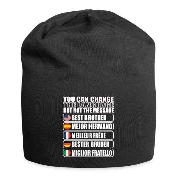 Geschenkidee für Bruder - Jersey-Beanie - Schwarz - Vorne
