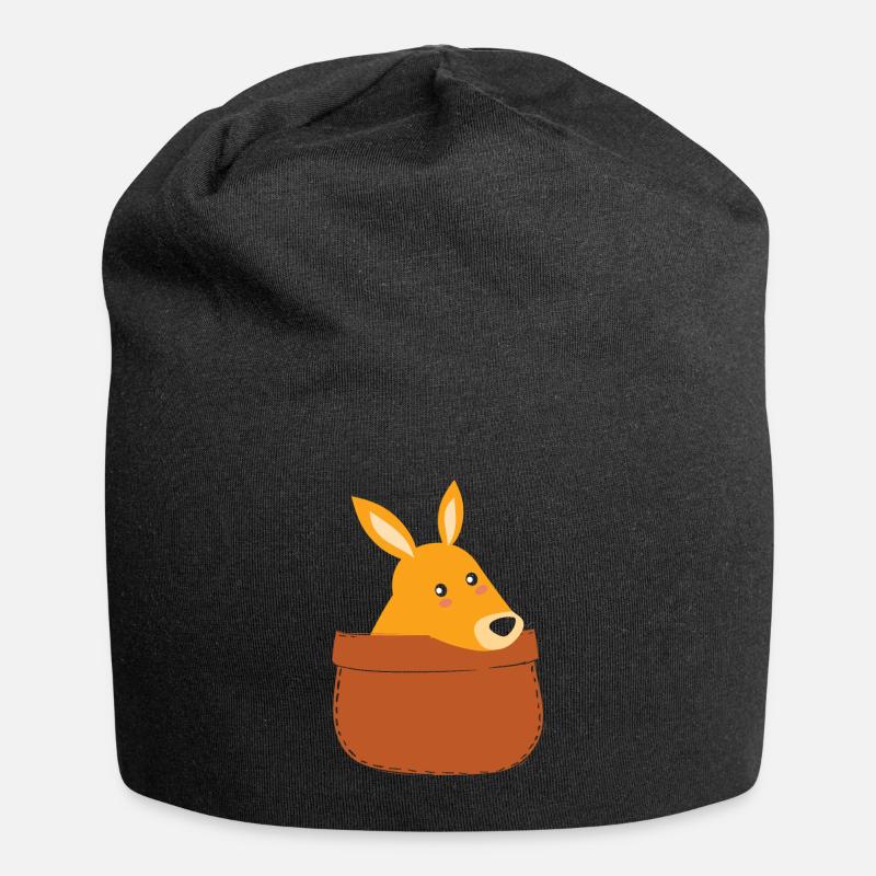 Süßes Känguru Beutel Kängurus - Jersey-Beanie - Schwarz