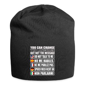 Sprich mich nicht an Geschenkidee - Jersey-Beanie - Schwarz - Vorne