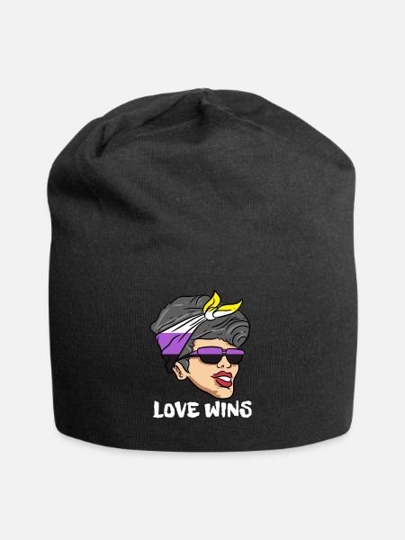 Non Binary Gender Flagge Geschenk - Jersey-Beanie - Schwarz