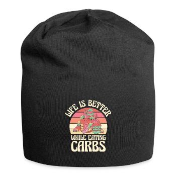 Kohlenhydrate Fast Food Leben Foodie Essen - Jersey-Beanie - Schwarz - Vorne