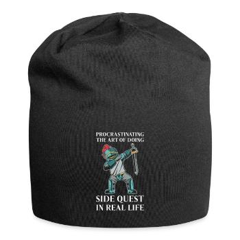 Prokrastinieren Fantasy Ritter Side Quest Arbeit - Jersey-Beanie - Schwarz - Vorne