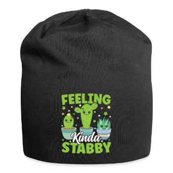 Feeling Kinda Stabby Funny Cactus Pun Succulent - Jersey Beanie - black - Front
