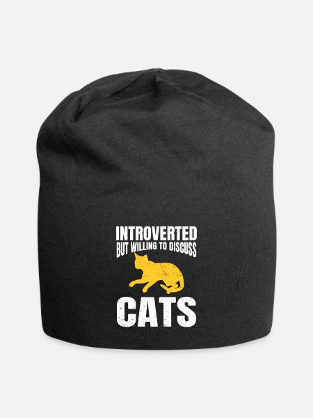 Introverted Gift Sarcastic Introverted - Jersey Beanie - black