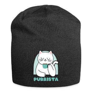 Purrista Kaffee Rösten Kaffee Katze - Jersey-Beanie - Anthrazit - Vorne