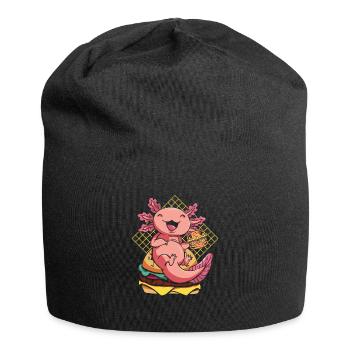 Axolotl Pet Cute Eating Burger and Drinks - Jersey Beanie - black - Front