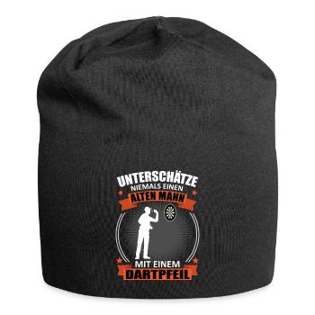 Darts Alter Mann Spruch Dartspieler Fans Geschenk - Jersey-Beanie - Schwarz - Vorne