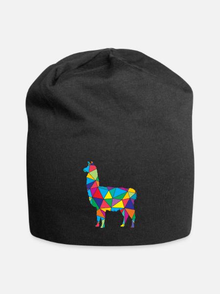 Lama Polygon Low Poly Tier - Jersey-Beanie - Schwarz
