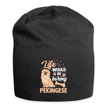 Langweilig ohne Pekinese Peking-Palasthund - Jersey-Beanie - Schwarz - Vorne
