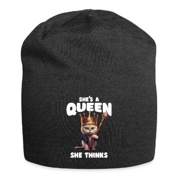 Sarcastic Cat - Jersey Beanie - charcoal grey - Front