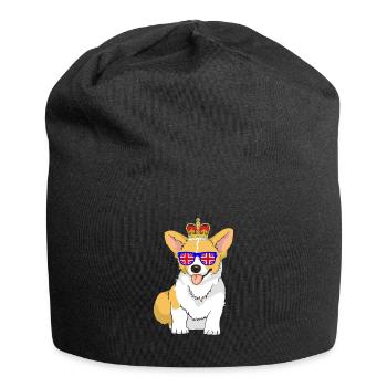 Corgi Dog Queen Elizabeth II British Crown - Jersey Beanie - black - Front