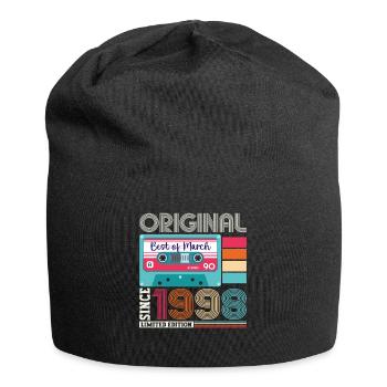 25 Birthday Man March Born 1998 Fun Cassette - Jersey Beanie - black - Front