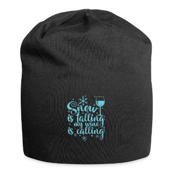 Snow is falling my Wine is calling Winter - Jersey-Beanie - Schwarz - Vorne