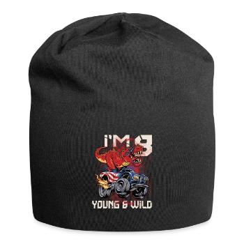 8. Geburtstag Kinder Monster Dino Truck Ich Bin 8 - Jersey-Beanie - Schwarz - Vorne