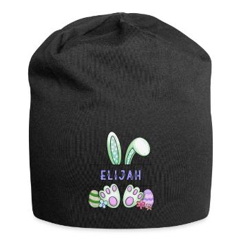 Osterhase, Hase, niedlich - Elijah - Jersey-Beanie - Schwarz - Vorne