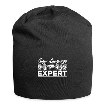 Gebärdensprache Experte Gestik Gebärden Awareness - Jersey-Beanie - Schwarz - Vorne