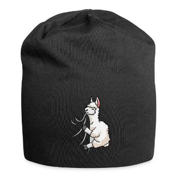 Biting Llama - Jersey-Beanie - Schwarz - Vorne