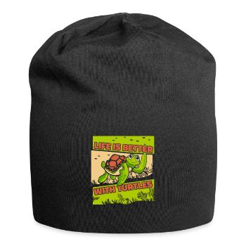 La vie est meilleure avec les tortues tortues aquatiques - Bonnet en jersey - noir - Devant