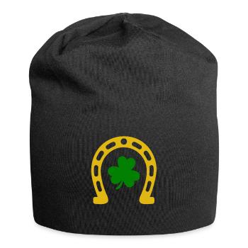 St Patricks Day Accessoires Ireland Shamrock Deko - Jersey-Beanie - Schwarz - Vorne