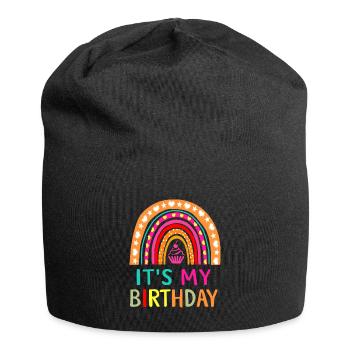 Fille c’est mon anniversaire Fille Arc-en-ciel Anniversaire - Bonnet en jersey - noir - Devant