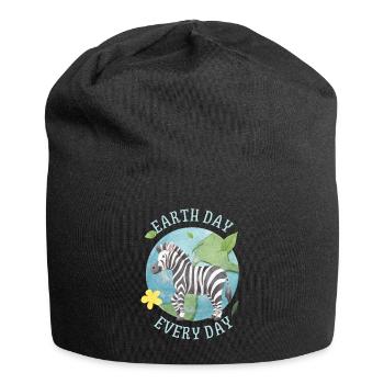 Earth Day Every Day, saying with Zebra Environmental protection - Jersey Beanie - black - Front