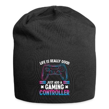 Life is really good just add a Gaming - Jersey Beanie - black - Front