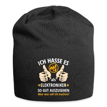 Elektroniker Geselle Meister Prüfung Spruch - Jersey-Beanie - Schwarz - Vorne