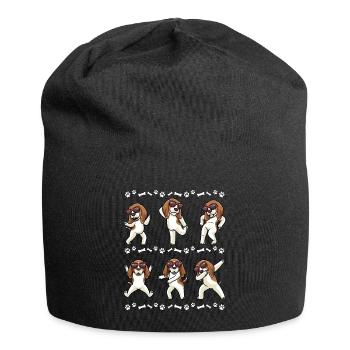 Beagle dog dancing with sunglasses - Jersey Beanie - black - Front