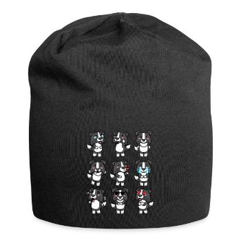 Border Collie Chien Emoticônes Chiens - Bonnet en jersey - noir - Devant