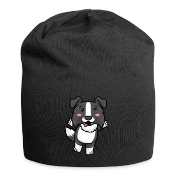 Border Collie Chien Emoticon Chiens - Bonnet en jersey - noir - Devant