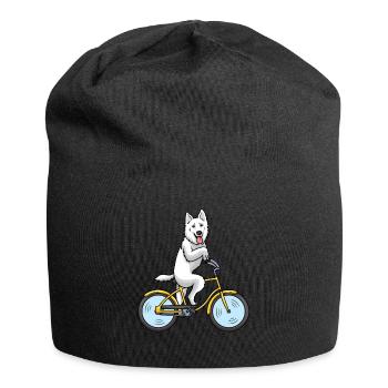 Berger Blanc Suisse Dog Swiss Shepherd with - Jersey Beanie - black - Front