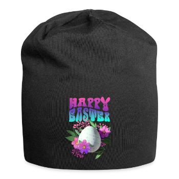Frohe Ostern Osterei Floral - Jersey-Beanie - Schwarz - Vorne
