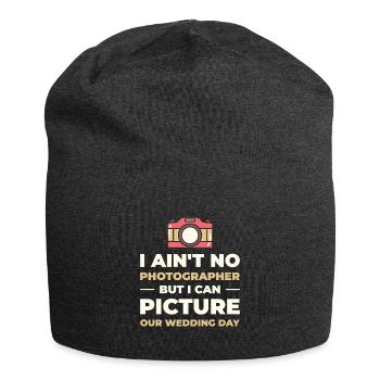 Couple Camera Romance Wedding Day Pick Up Lines - Jersey Beanie - charcoal grey - Front
