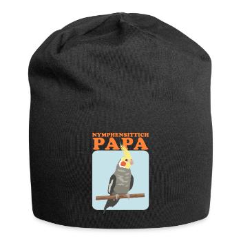 Nymphensittich Papa | Vogelbesitzer Geschenk - Jersey-Beanie - Schwarz - Vorne
