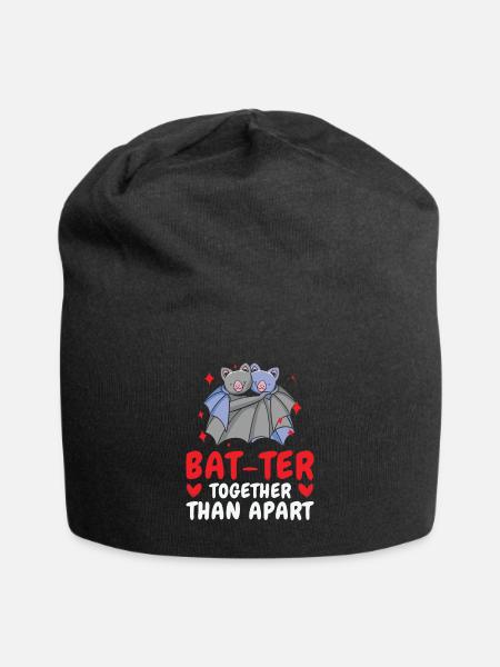 Valentinstag Kuscheln Niedliche Fledermäuse Paar - Jersey-Beanie - Schwarz