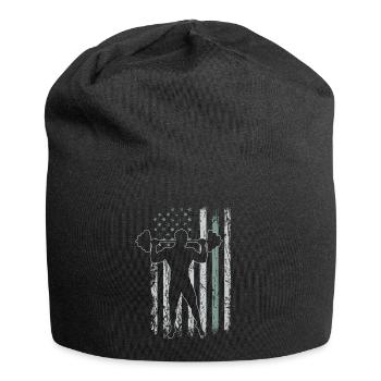 Weightlifting Retro USA Flag Gym 4th of July - Jersey Beanie - black - Front
